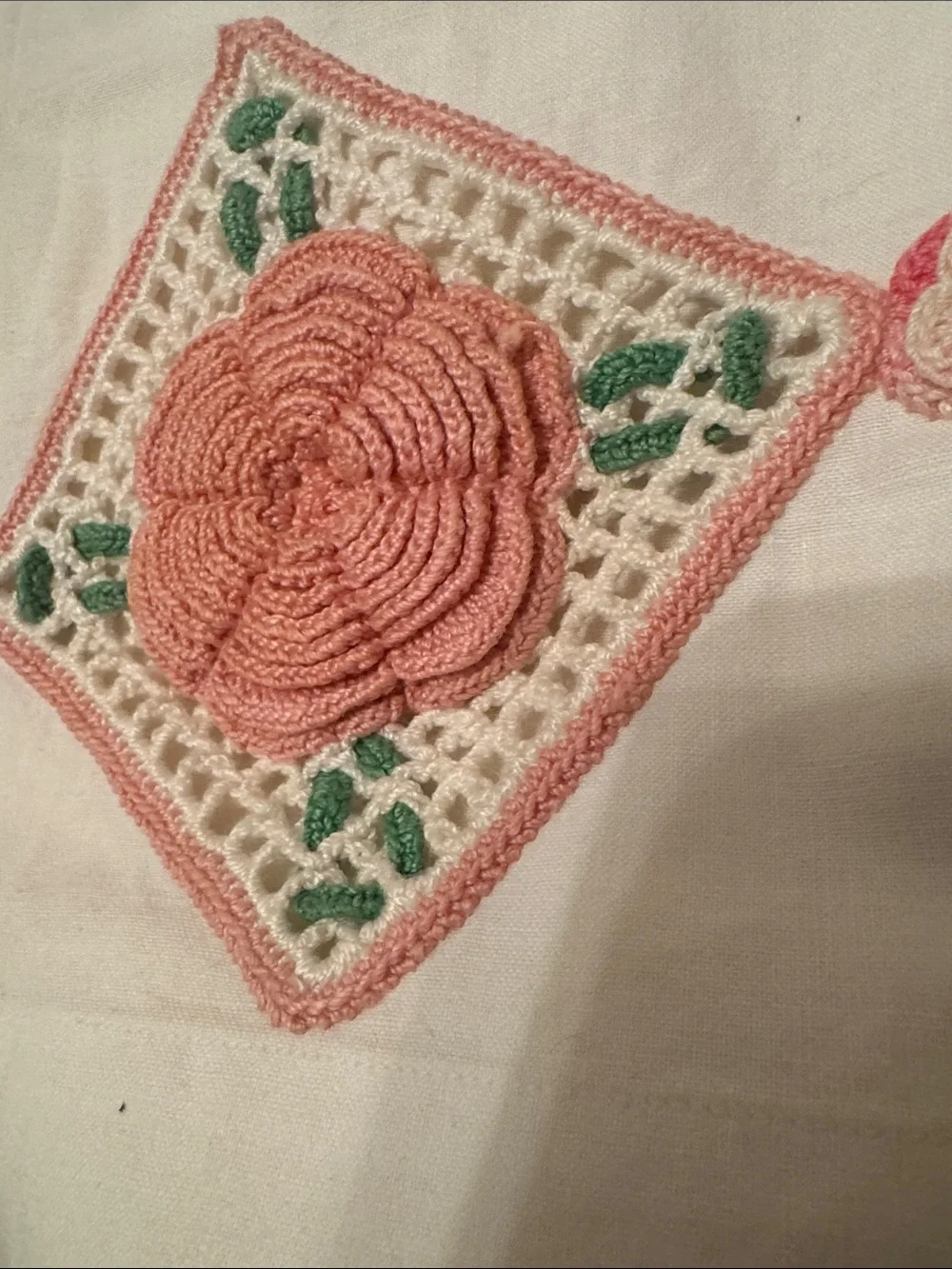 Set off 2 Vintage Pillow Cases Pink Crochet Embroidery